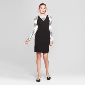 106 NEW Black Sleeveless V-Neck Scuba Shift Dress sz S